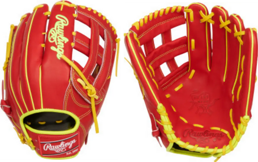 Rawlings Heart of the Hide PRO9RA13S Outfield Glove – Red/Yellow Rawlings
